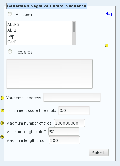 negative control sequence generator options